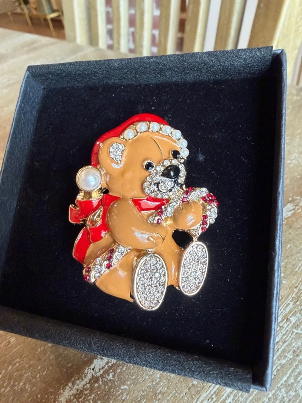 Holiday Lane Santa Teddy Bear Brooch - Picture 2 of 6